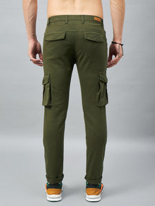 Men's Green Cotton Cargo Trousers