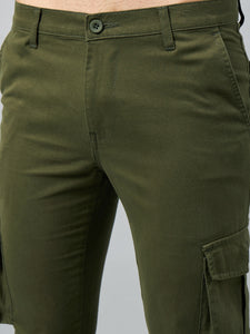 Men's Green Cotton Cargo Trousers