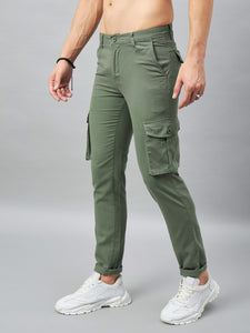Men's Green Cotton Cargo Trousers
