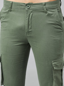 Men's Green Cotton Cargo Trousers