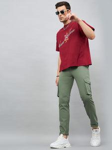 Men's Green Cotton Cargo Trousers