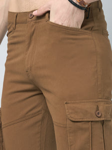 Men's Brown Cotton Cargo Trousers