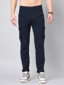 Men's Dark Blue Cotton Cargo Trousers