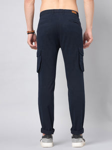 Men's Dark Blue Cotton Cargo Trousers