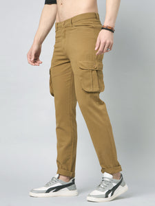Men's Light Brown Cotton Cargo Trousers