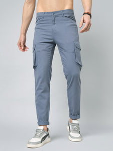 Men's Blue Cotton Cargo Trousers