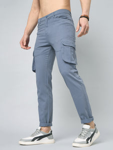 Men's Blue Cotton Cargo Trousers