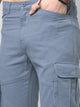 Men's Blue Cotton Cargo Trousers