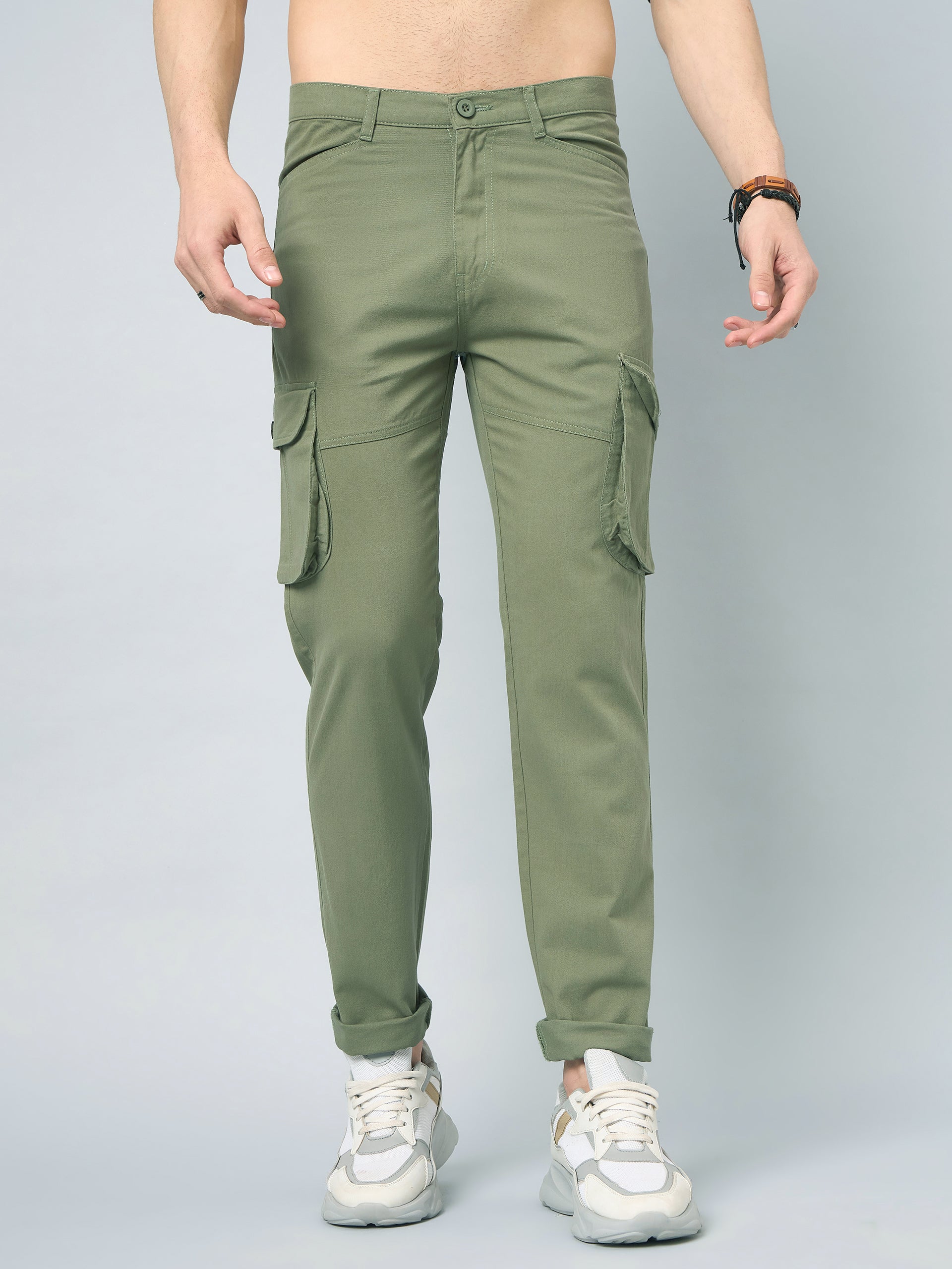 Men's Green Cotton Cargo Trousers – Studio Nexx - Main Image