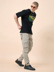 Men's Light Grey Cotton Cargo Trousers