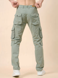 Men's Grey Cotton Cargo Trousers
