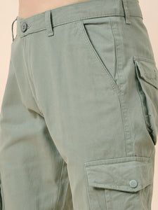 Men's Grey Cotton Cargo Trousers