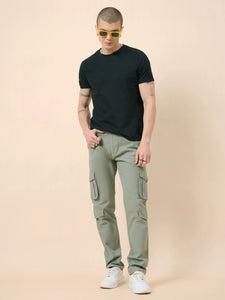 Men's Grey Cotton Cargo Trousers