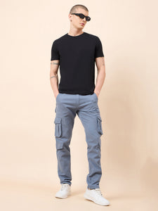 Men's Light Blue Cotton Cargo Trousers