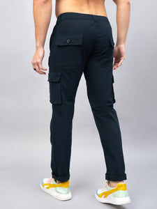 Men's Dark Blue Cotton Cargo Trousers
