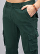 Men's Dark Green Cotton Cargo Trousers