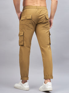 Men's Khakhi Cotton Cargo Trousers