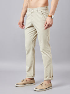 Men Relaxed Beige Pure Cotton Trousers