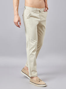 Men Relaxed Beige Pure Cotton Trousers