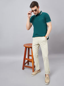 Men Relaxed Beige Pure Cotton Trousers