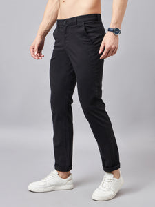 Men's Relaxed Black Pure Cotton Trousers