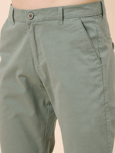 Men's Relaxed Light Green Pure Cotton Trousers