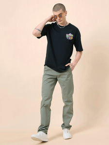 Men's Relaxed Light Green Pure Cotton Trousers