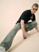 Men's Relaxed Light Green Pure Cotton Trousers