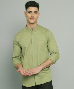 Men's Cotton Mandarin Collar Casual Shirt
