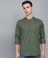Men's Cotton Green Mandarin Collar Casual Shirt