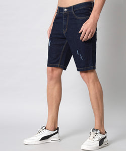 Men's Dark Blue Denim Shorts