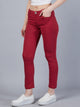 Women's Maroon Slim Fit Jeans