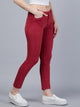 Women's Maroon Slim Fit Jeans