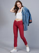 Women's Maroon Slim Fit Jeans