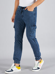 Men's Blue Denim Cargo Jogger