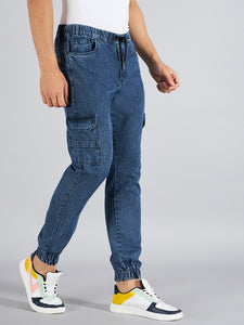 Men's Blue Denim Cargo Jogger