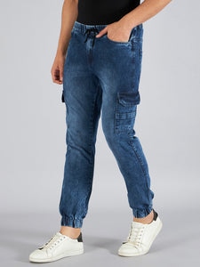 Men's Blue Denim Cargo Jogger