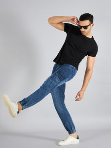 Men's Blue Denim Cargo Jogger