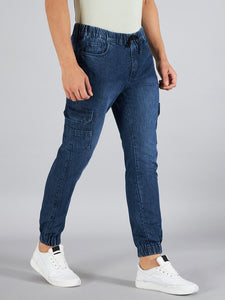 Men's Dark Blue Denim Cargo Jogger