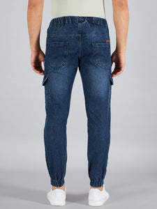 Men's Dark Blue Denim Cargo Jogger