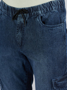 Men's Dark Blue Denim Cargo Jogger