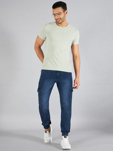 Men's Dark Blue Denim Cargo Jogger