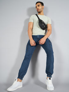 Men's Blue Denim Cargo Jogger