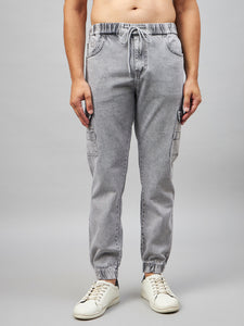 Men's Grey Denim Cargo Jogger