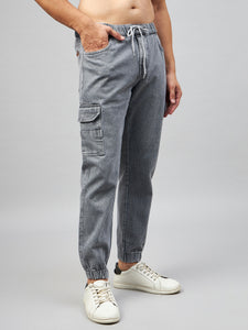 Men's Grey Denim Cargo Jogger