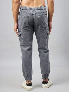 Men's Grey Denim Cargo Jogger