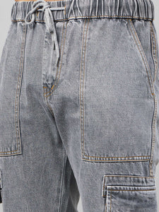 Men's Grey Denim Cargo Jogger