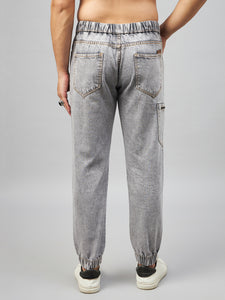 Men's Light Grey Denim Cargo Jogger