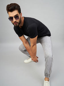 Men's Light Grey Denim Cargo Jogger