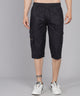 Men's Black Cotton Three Fourth Shorts